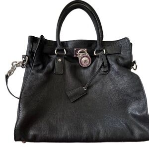 Michael Kors Hamilton Large Black Leather Tote